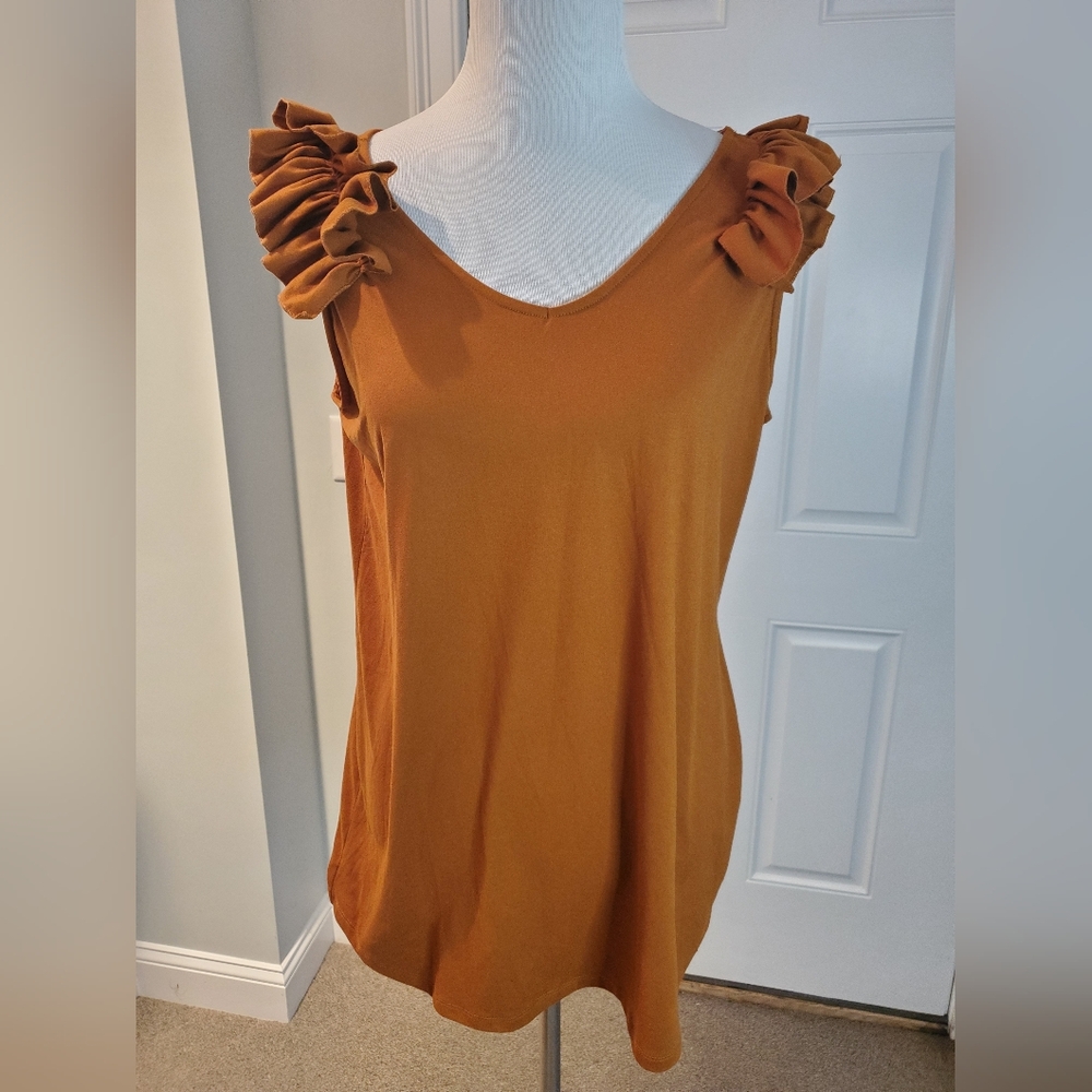 Women’s Ruffle Sleeve Tank Top in Rust